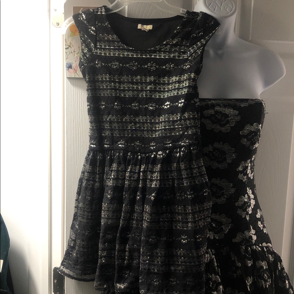 Mommy and Me Boutique Black and Silver Floral Strapless Dress - Picture 5 of 11